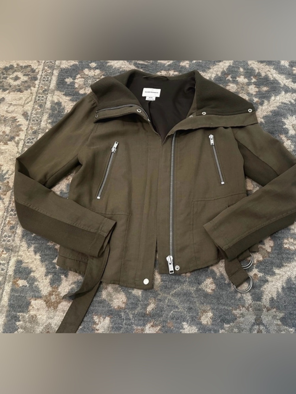 Club Monaco Army/olive Green Women's Utility Moto Jacket XS